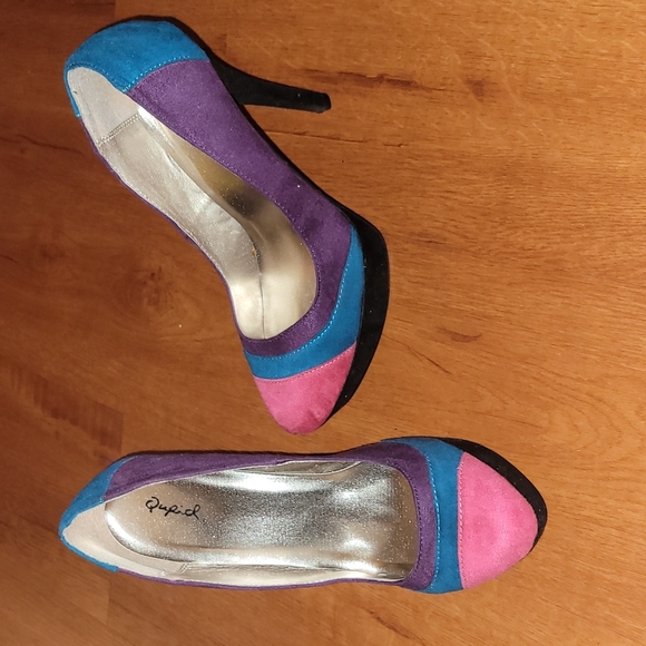 Qupid Size 9 Multicolor round toe pump - Picture 1 of 9